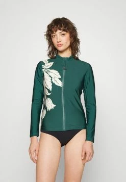 Seafolly FLEUR DE BLOOM LONG SLEEVE SUNVEST - Bikini Top - Evergreen