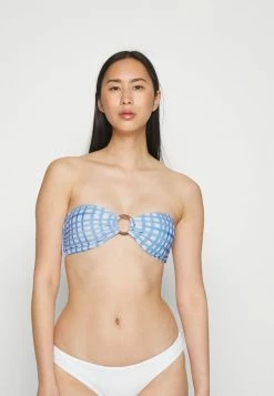 Seafolly AMALFI CHECK RING FRONT BANDEAU - Bikini Top - Amalfiblue