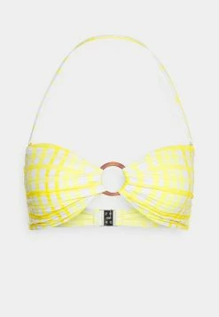 Seafolly AMALFI CHECK RING FRONT BANDEAU - Bikini Top - Lime Light