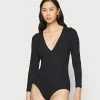 Seafolly SECOND WAVE V NECK LONG SLEEVE SURFSUIT - Swimsuit - Black